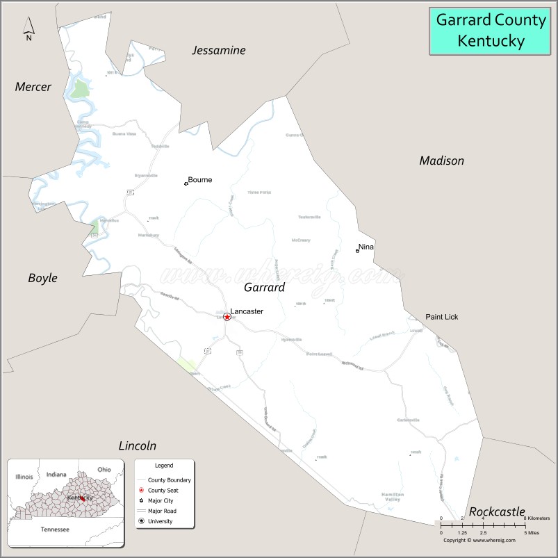 Map of Garrard County, Kentucky