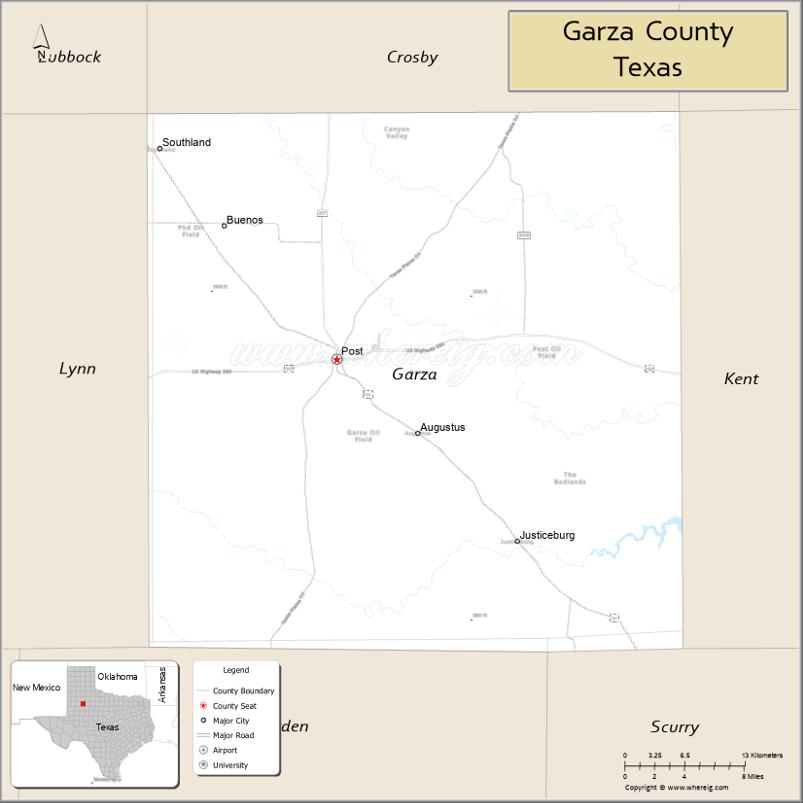 Map of Garza County, Texas