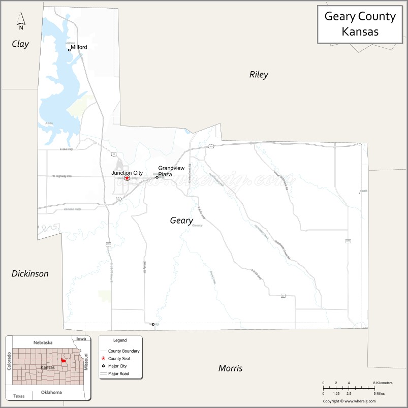 Map of Geary County, Kansas