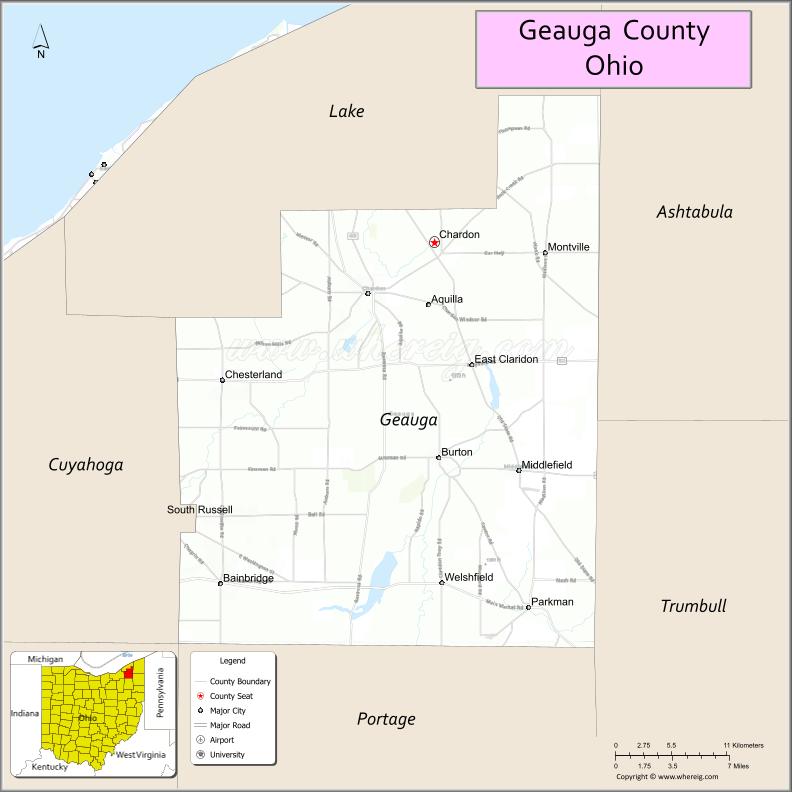 Map of Geauga County, Ohio
