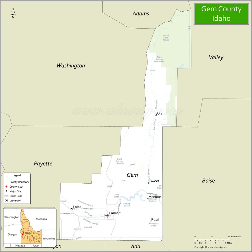 Map of Gem County, Idaho