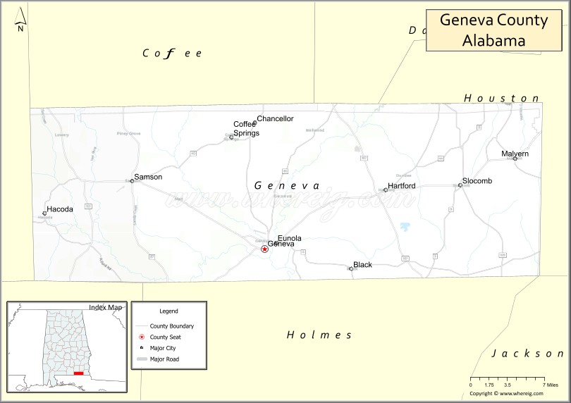 Map of Geneva County, Alabama