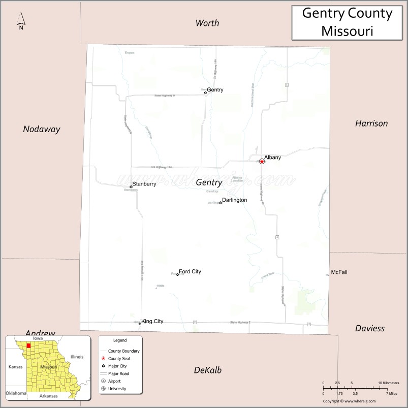 Map of Gentry County, Missouri