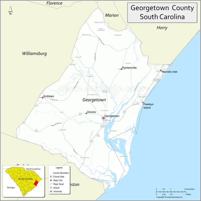 Map of Georgetown County, South Carolina