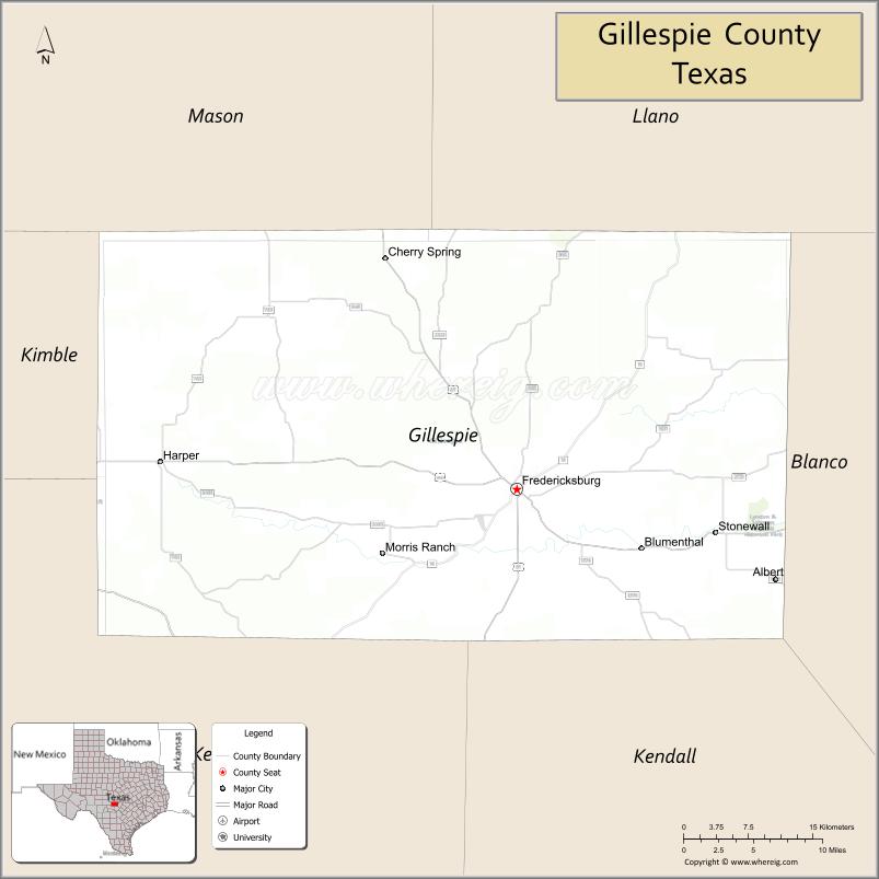 Map of Gillespie County, Texas