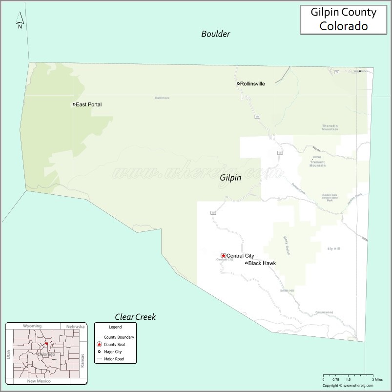 Map of Gilpin County, Colorado