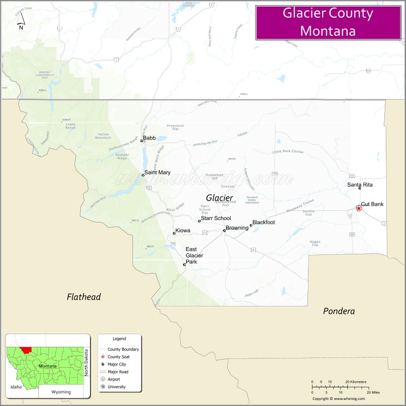 Map of Glacier County, Montana