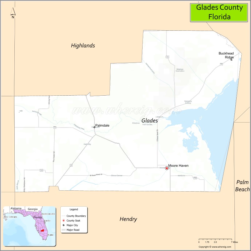 Map of Glades County, Florida