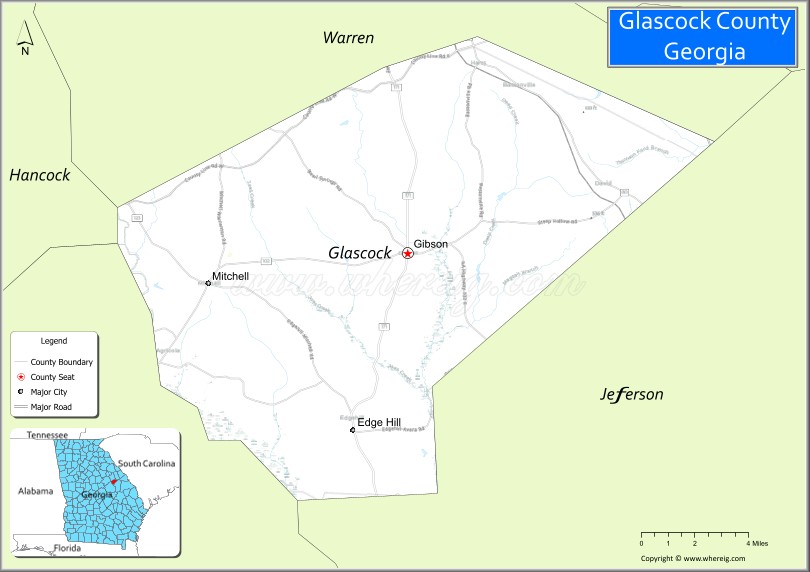 Map of Glascock County, Georgia