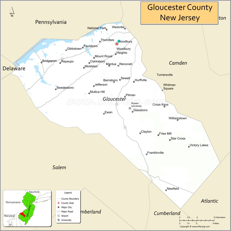 Map of Gloucester County, New Jersey