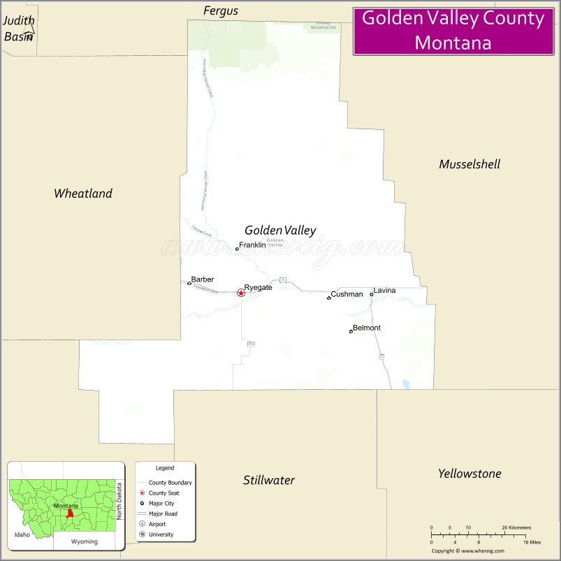 Map of Golden Valley County, Montana