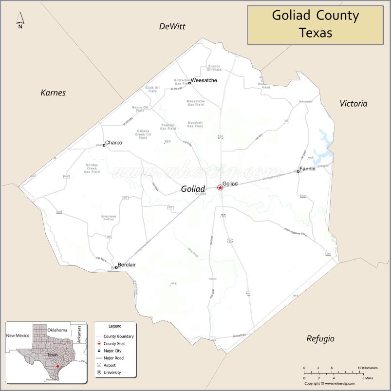 Map of Goliad County, Texas