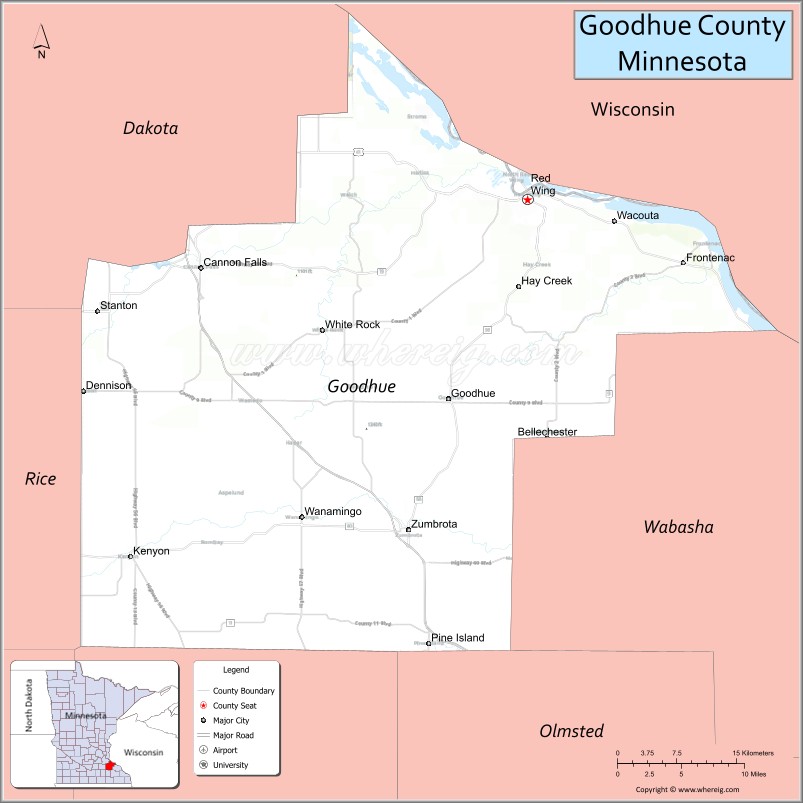 Map of Goodhue County, Minnesota