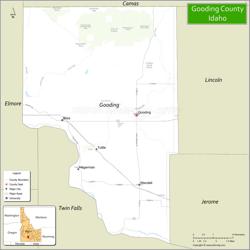 Map of Gooding County, Idaho