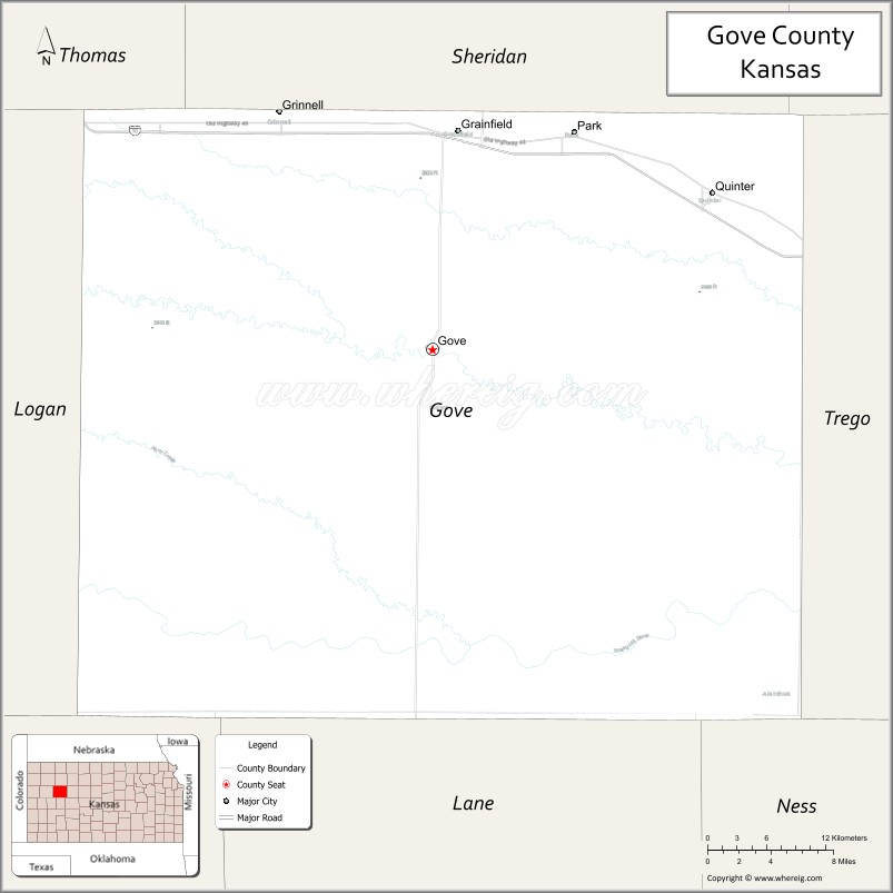 Map of Gove County, Kansas