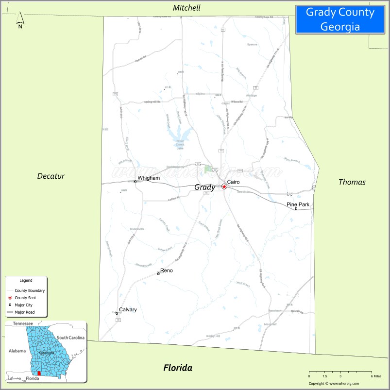 Map of Grady County, Georgia