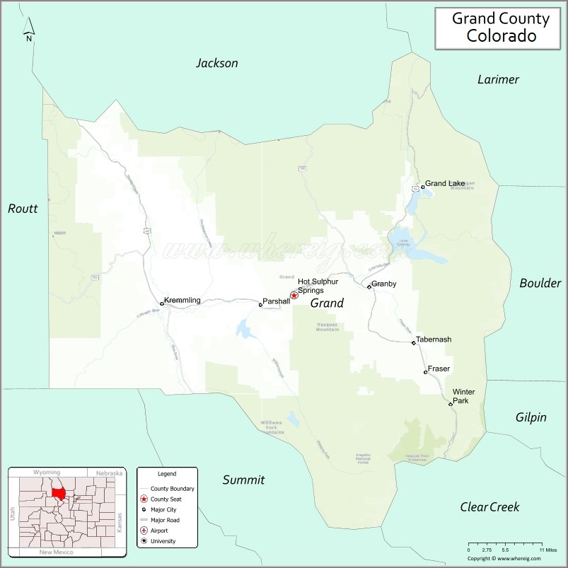 Map of Grand County, Colorado