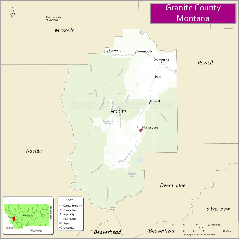 Map of Granite County, Montana
