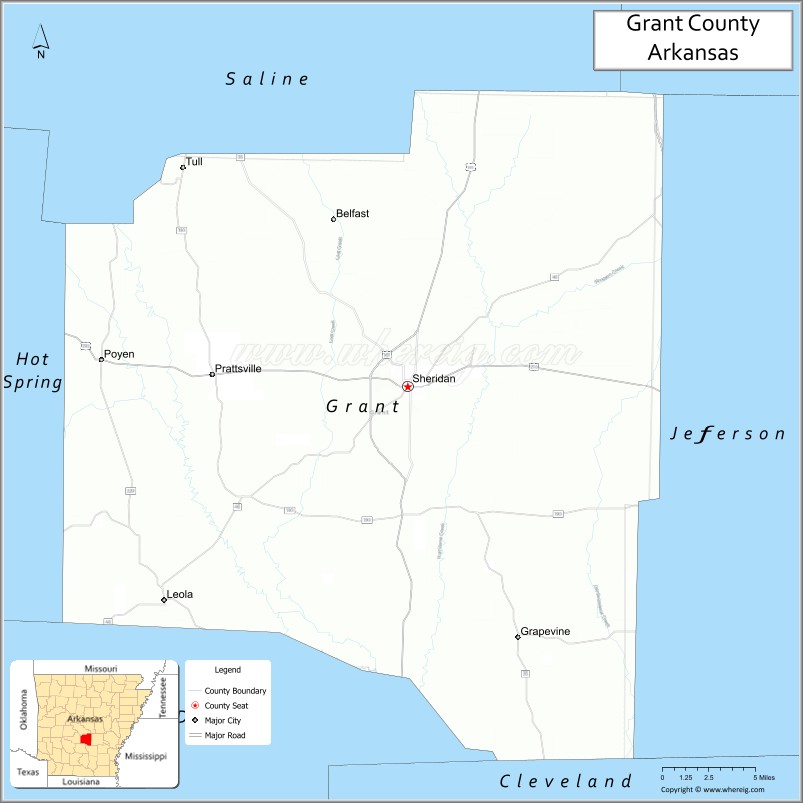 Map of Grant County, Arkansas