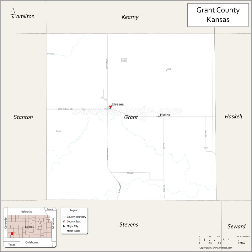 Map of Grant County, Kansas