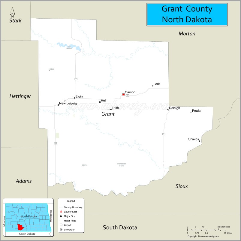 Map of Grant County, North Dakota