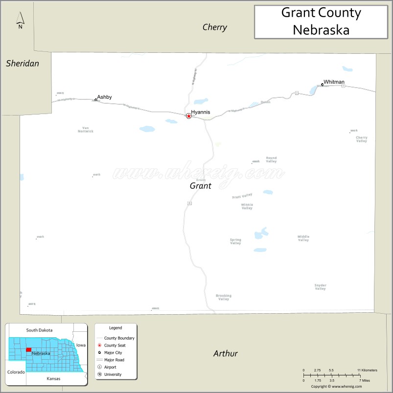 Map of Grant County, Nebraska
