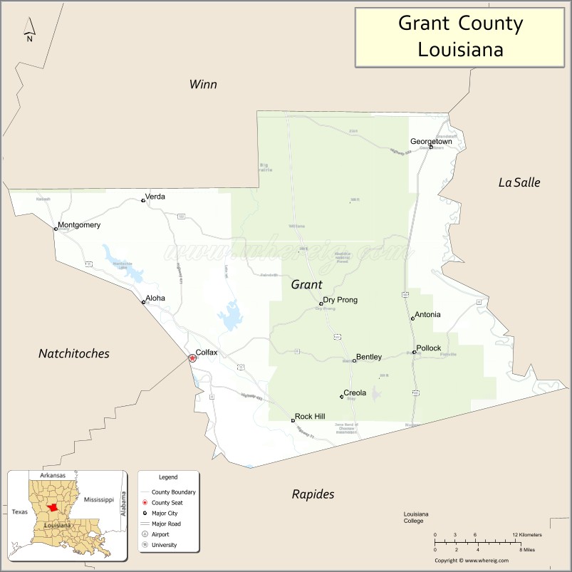 Map of Grant Parish, Louisiana
