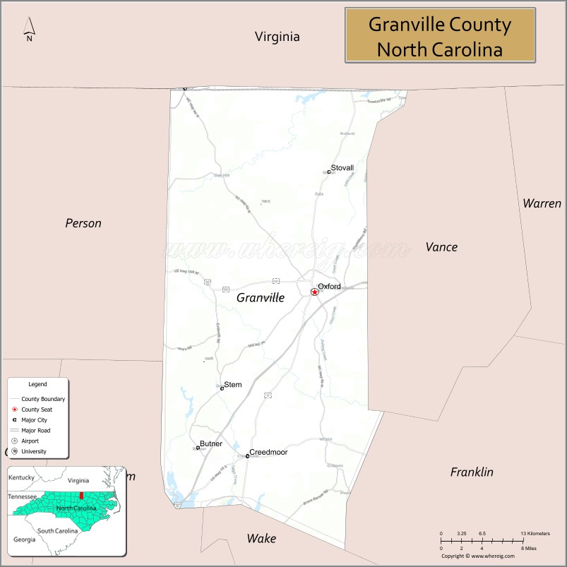 Map of Granville County, North Carolina