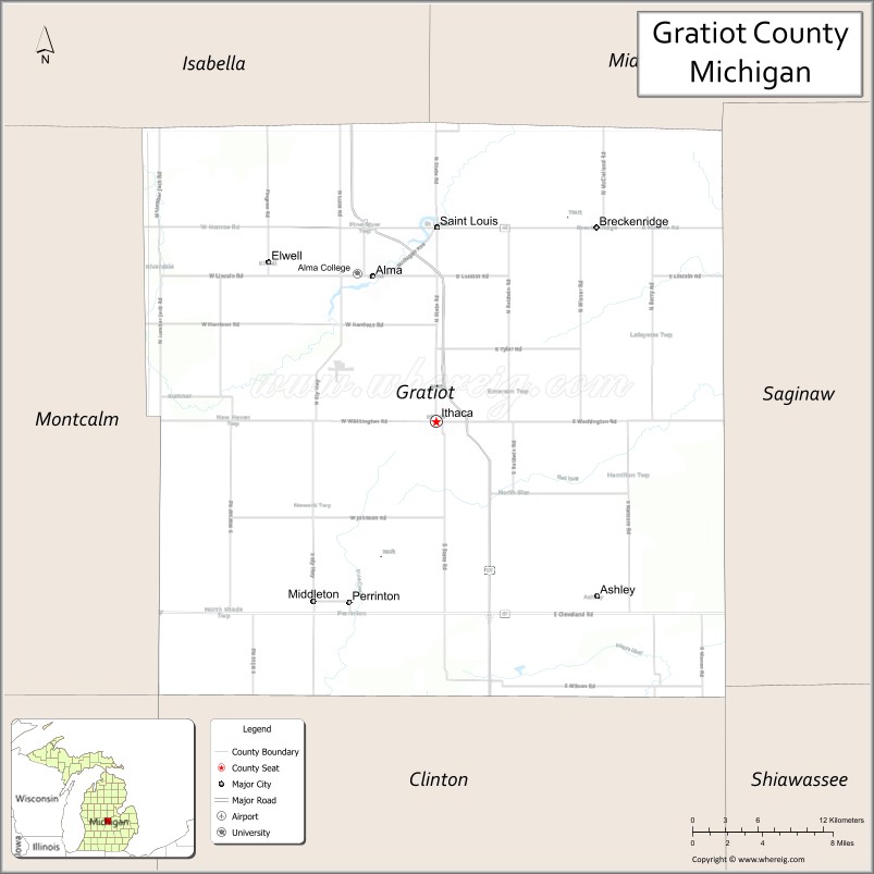 Map of Gratiot County, Michigan