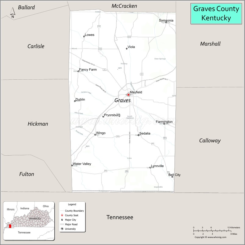 Map of Graves County, Kentucky