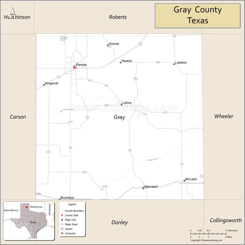 Map of Gray County, Texas