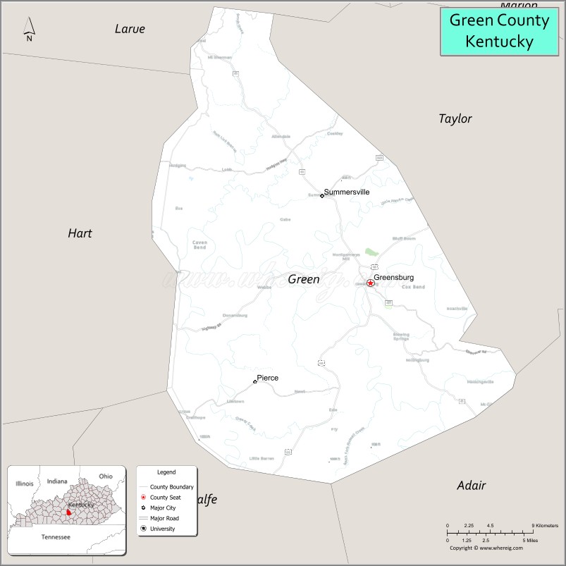 Map of Green County, Kentucky