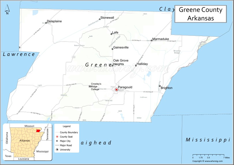 Map of Greene County, Arkansas