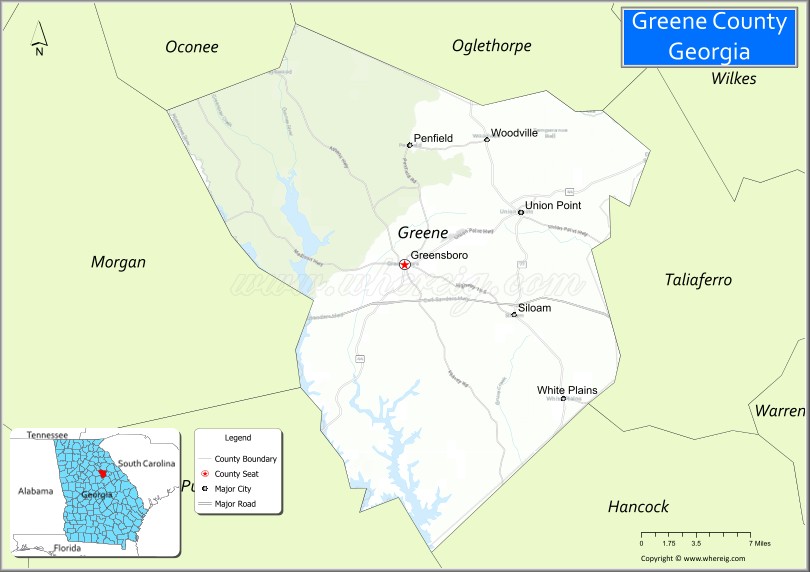 Map of Greene County, Georgia