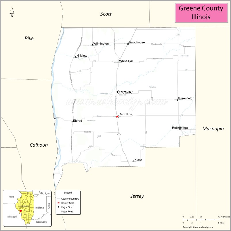 Map of Greene County, Illinois