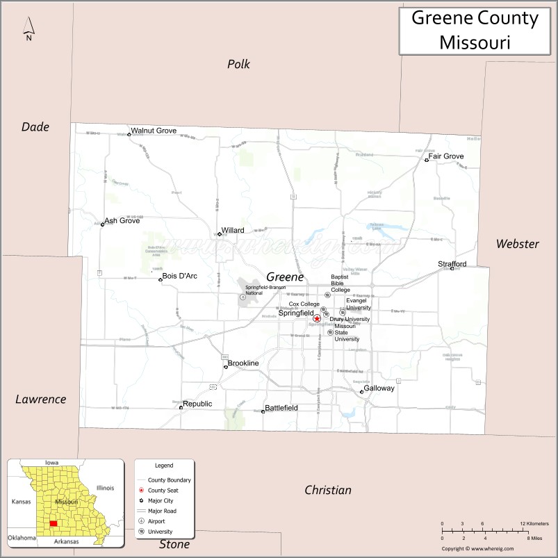 Map of Greene County, Missouri
