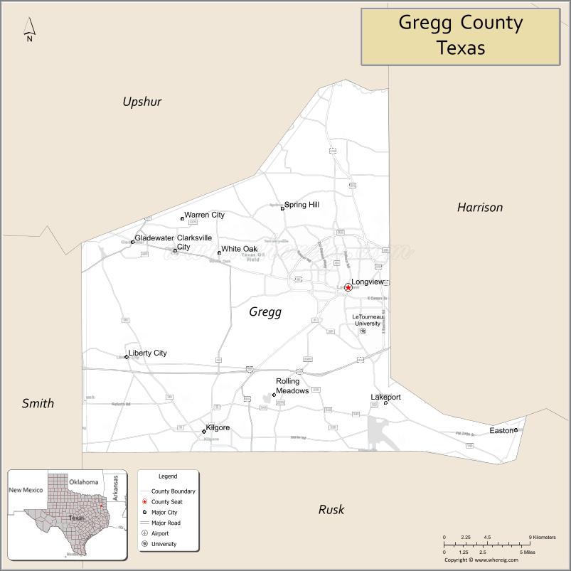 Map of Gregg County, Texas