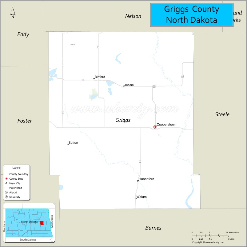 Map of Griggs County, North Dakota