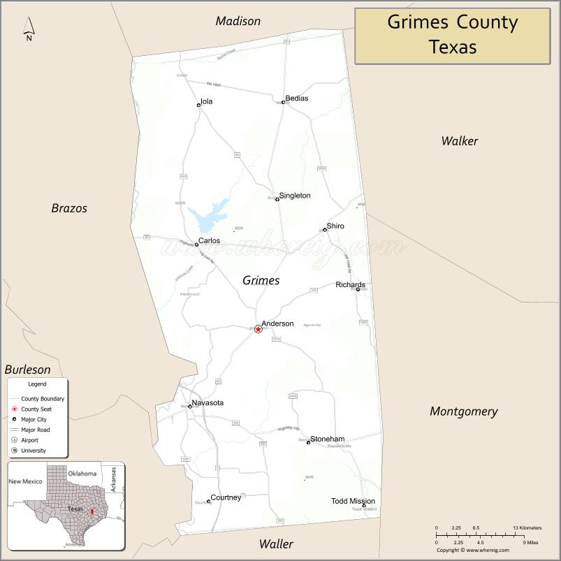 Map of Grimes County, Texas