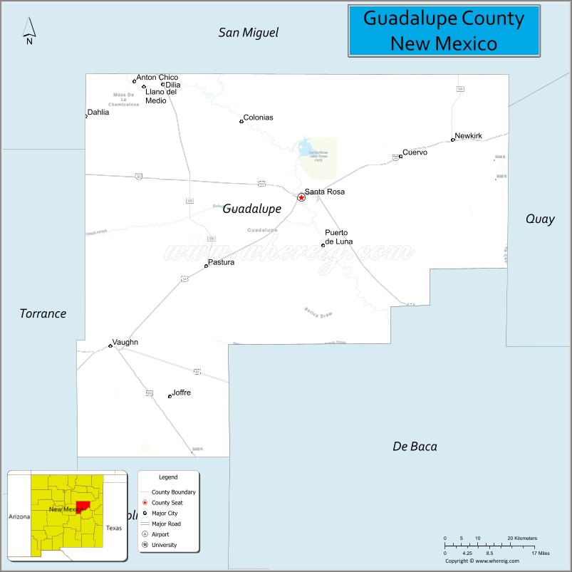 Map of Guadalupe County, New Mexico