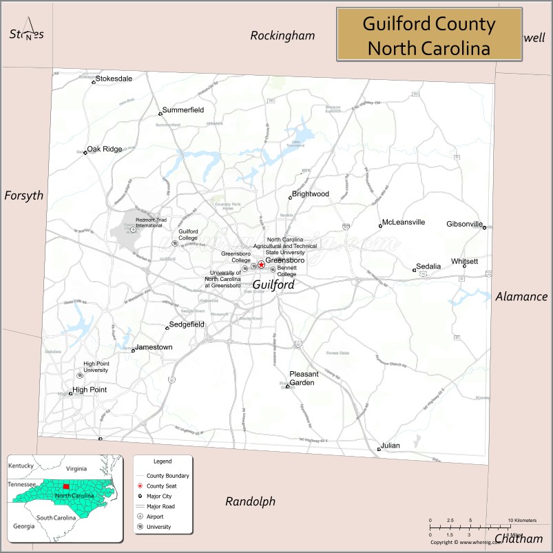 Map of Guilford County, North Carolina