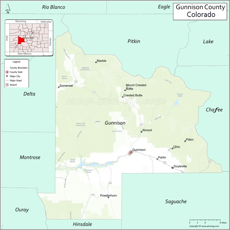 Map of Gunnison County, Colorado
