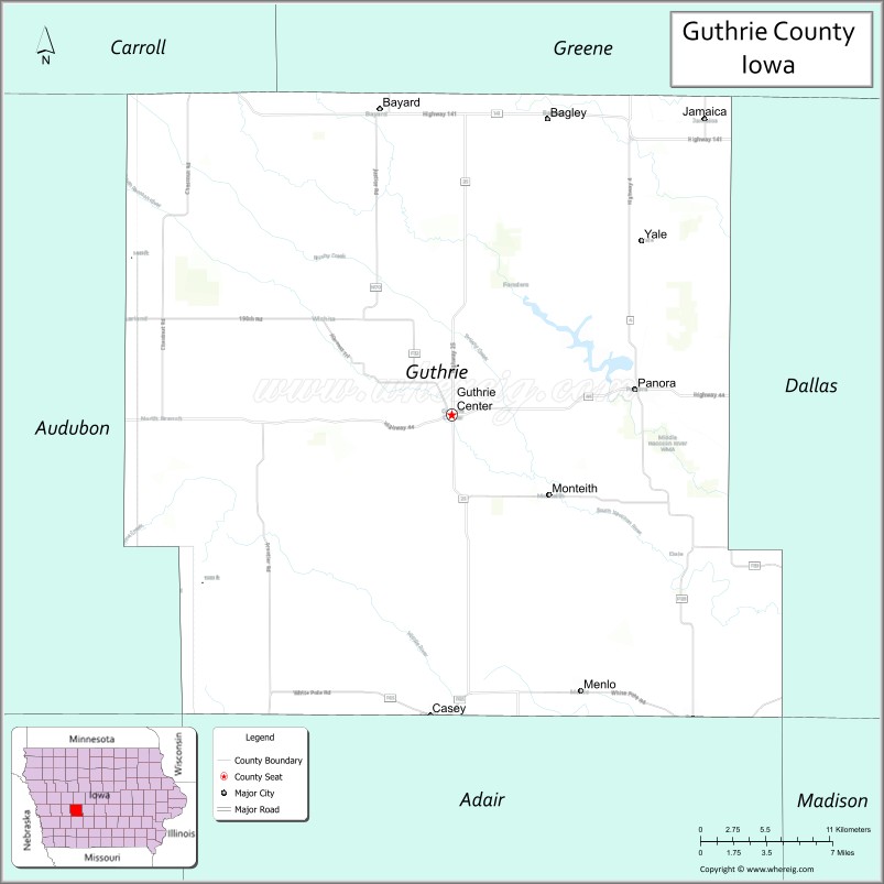 Map of Guthrie County, Iowa