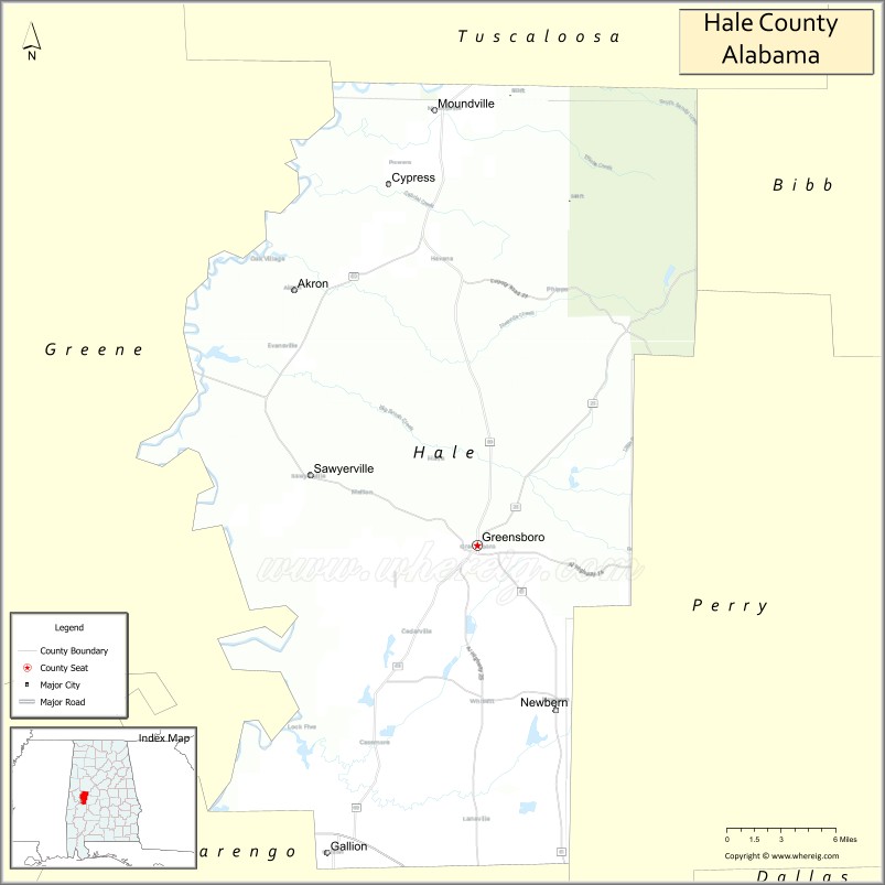 Map of Hale County, Alabama