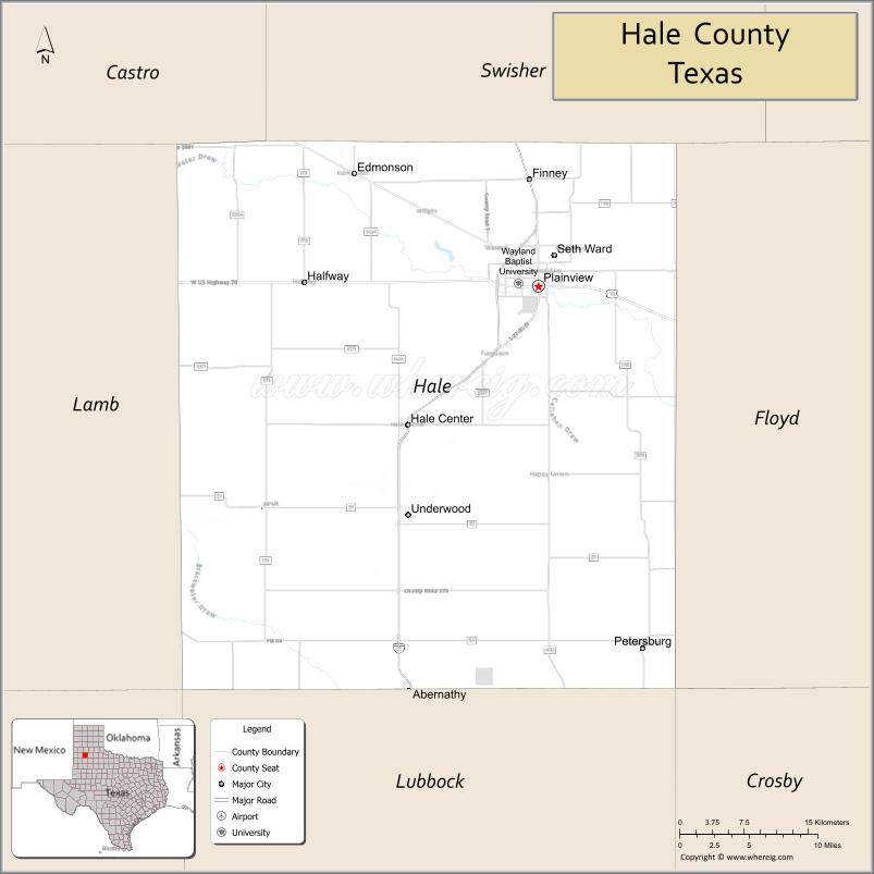 Map of Hale County, Texas