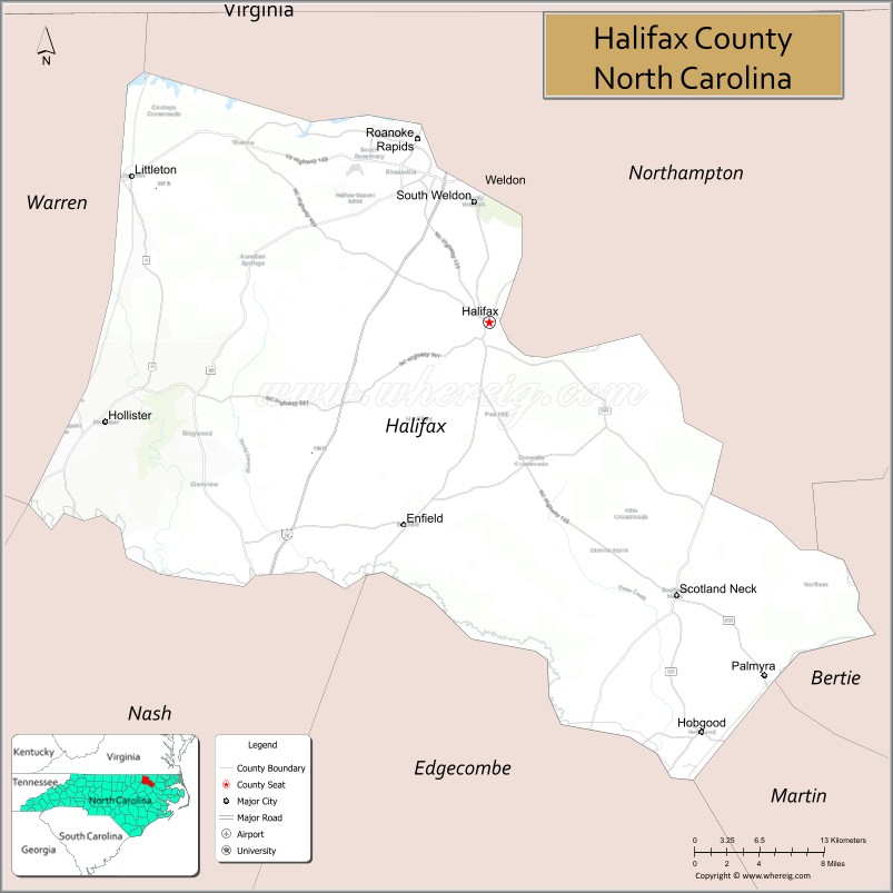 Map of Halifax County, North Carolina