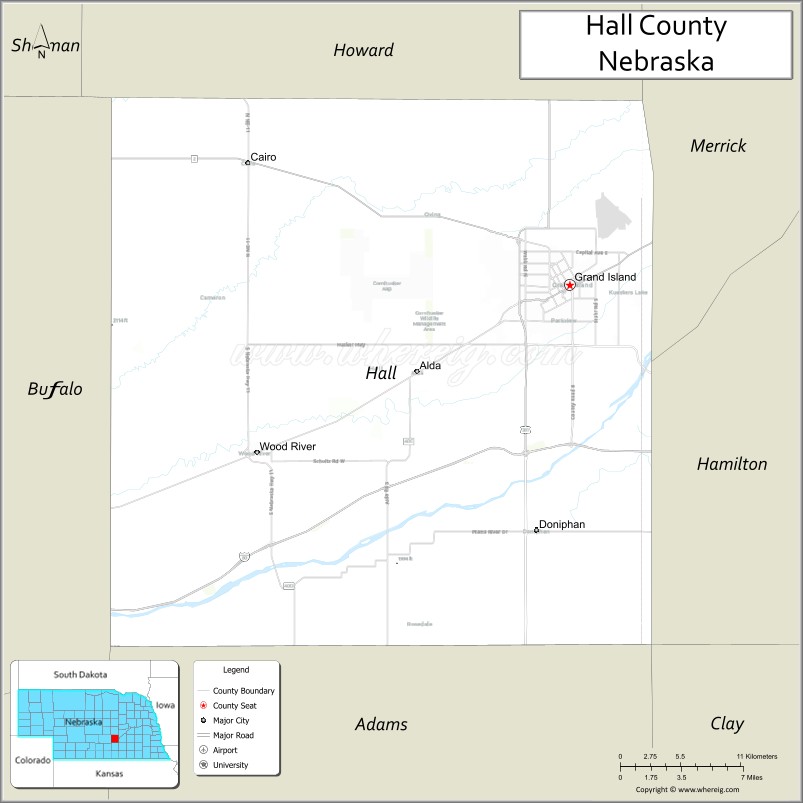 Map of Hall County, Nebraska