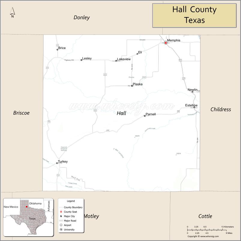 Map of Hall County, Texas