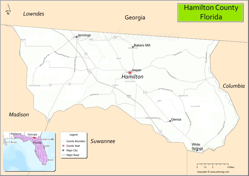 Map of Hamilton County, Florida