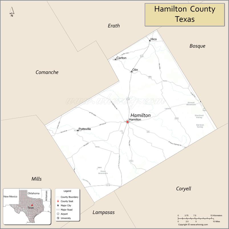 Map of Hamilton County, Texas